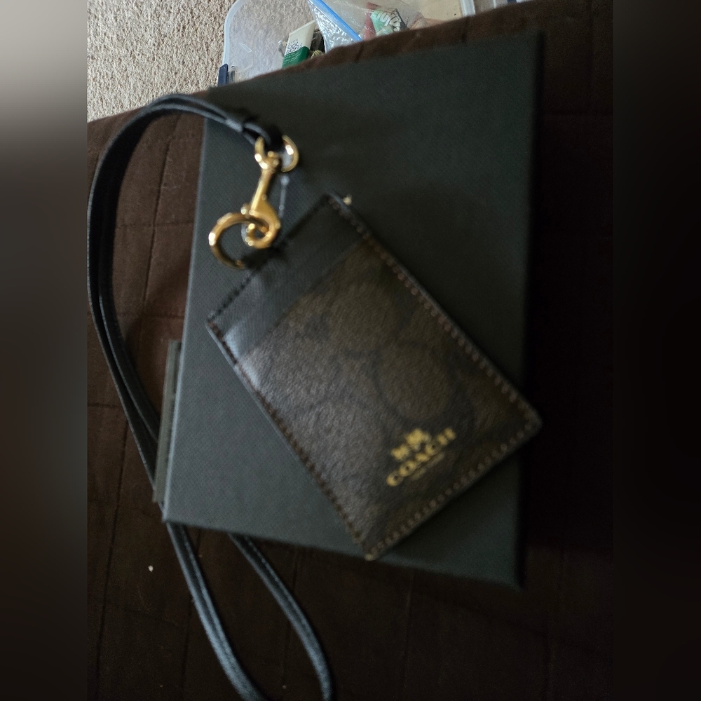 Mens brown black lanyard New coach